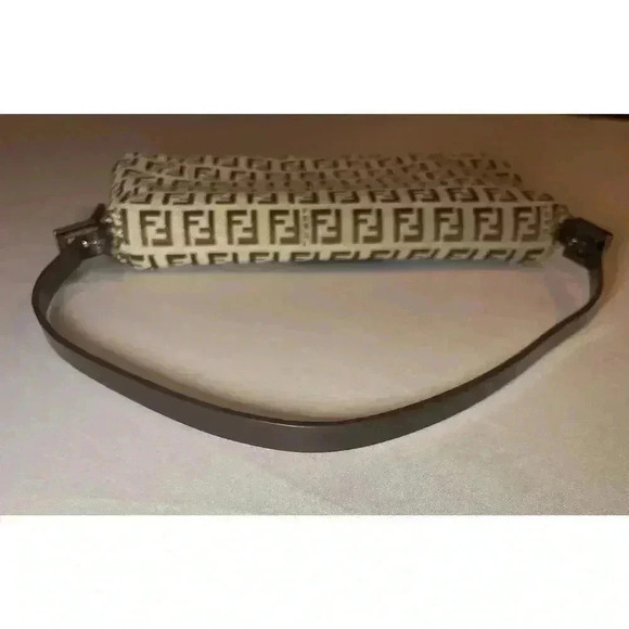 FENDI Zucchino Monogram Double Flap Baguette Shoulder Bag Brown FF Vintage Y2K - Picture 15 of 16